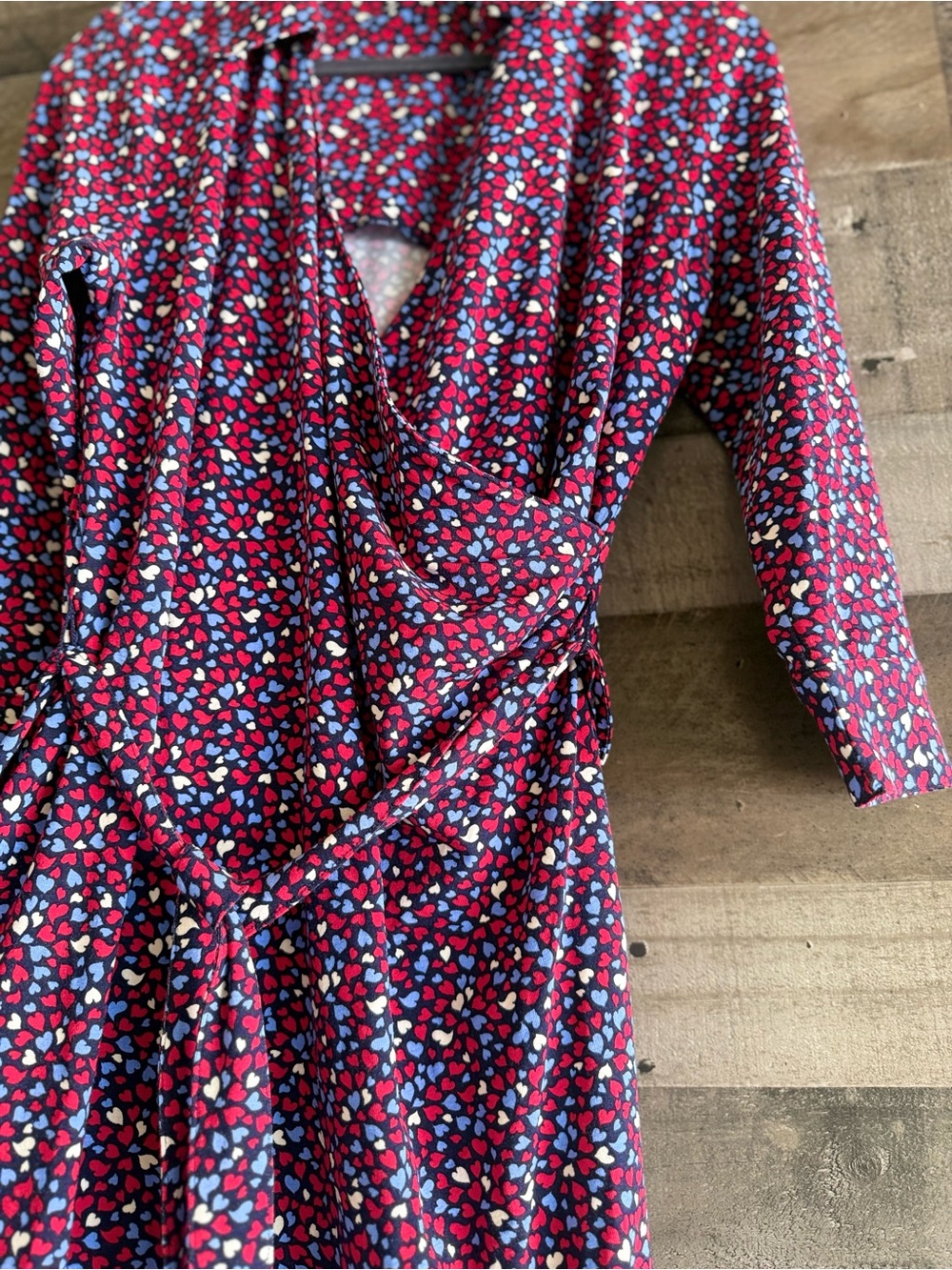 Talbots Burgundy Floral Faux-Wrap Long Sleeve Dress size Mp - Picture 3 of 8